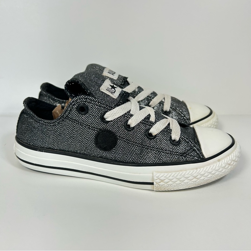 Converse All-Star Metallic/Glitter Silver Sneakers Shoes; Youth/ Junior Size 1